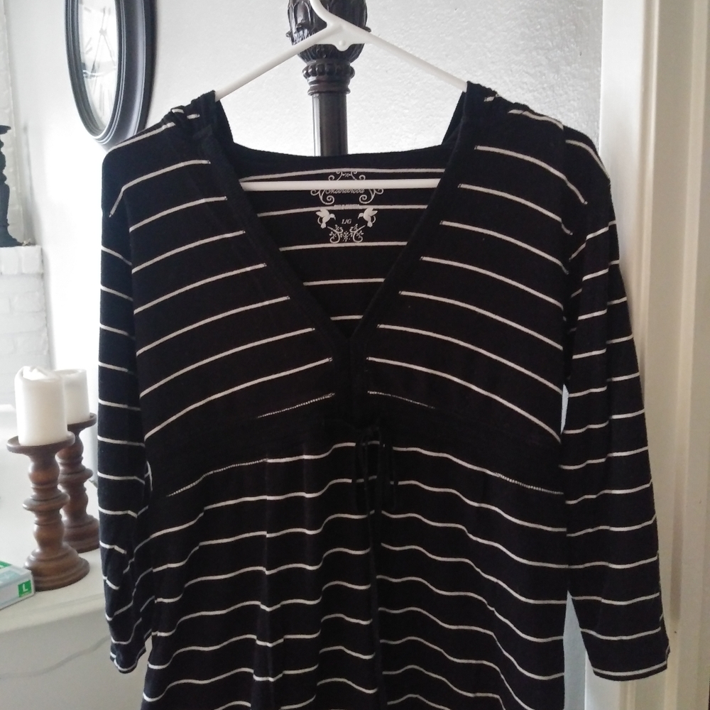 Black & white striped maternity hoodie